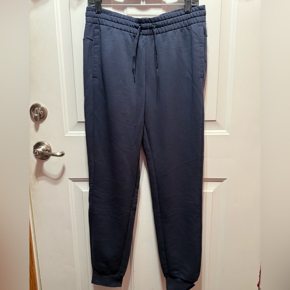 Women’s Adidas Black Jogger Sweat Pants with White Letters Front Pockets Size M - Picture 1 of 4